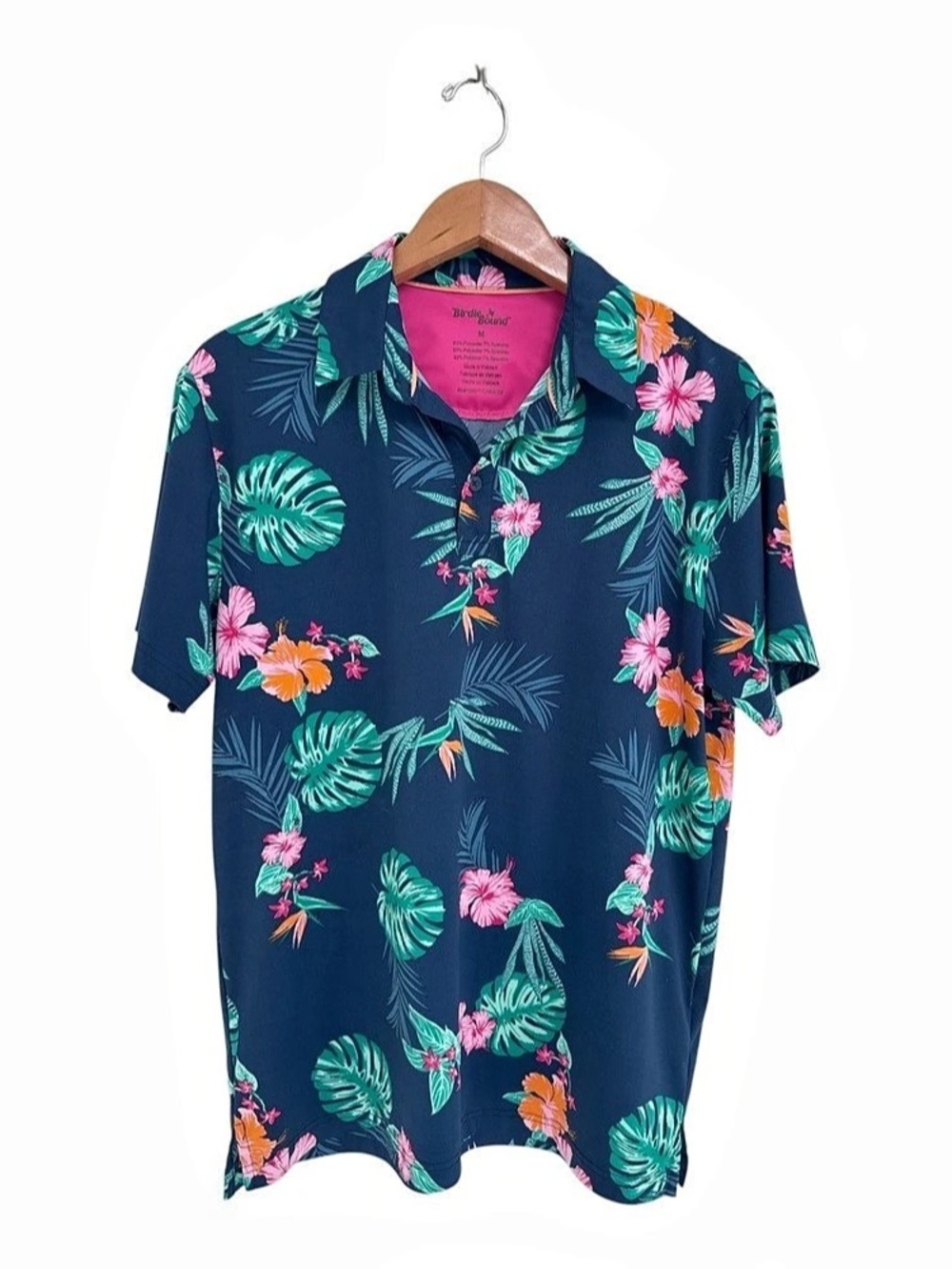 Birdie Bound Tropical Floral Performance Golf Polo Men's Medium